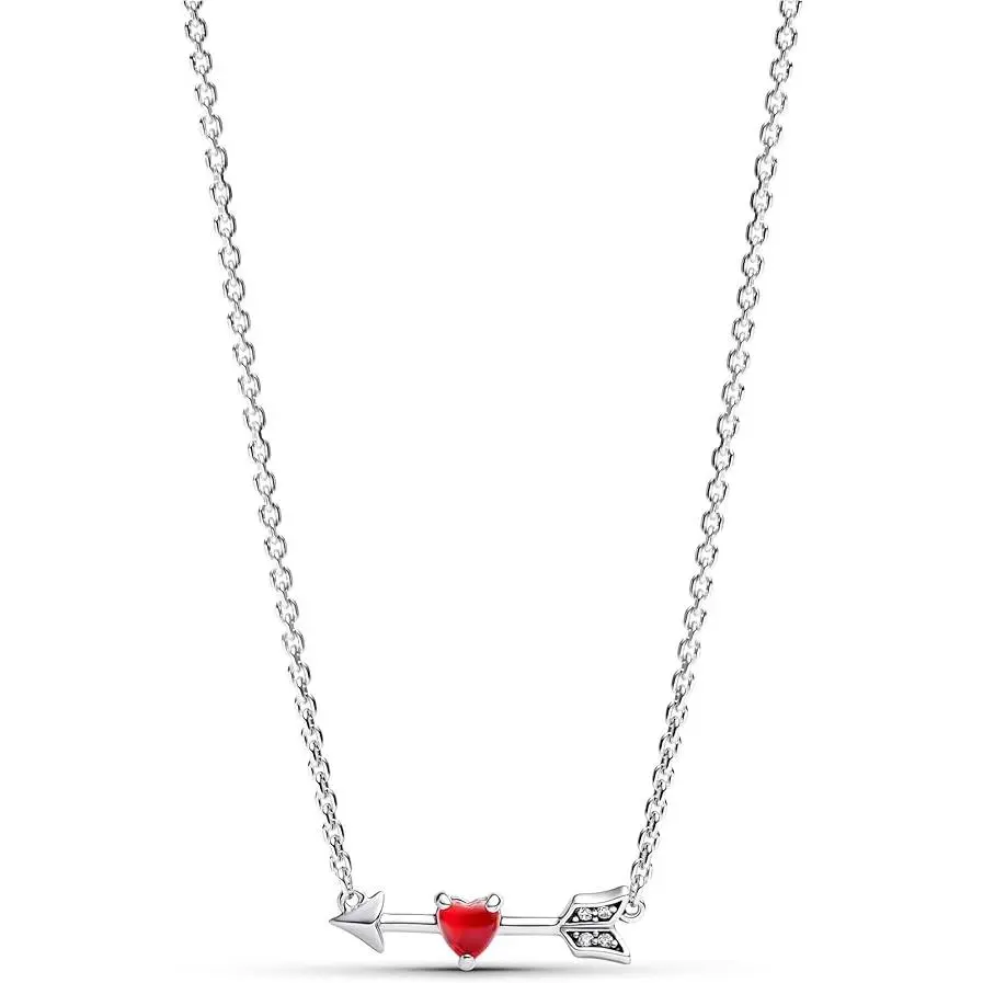 Pandora Arrow Murano Glass Heart Necklace Sterling Silver 393669C01-50