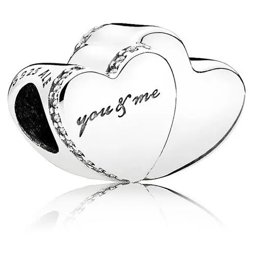 Two Hearts Charm - Clear CZ - 796560CZ by Pandora
