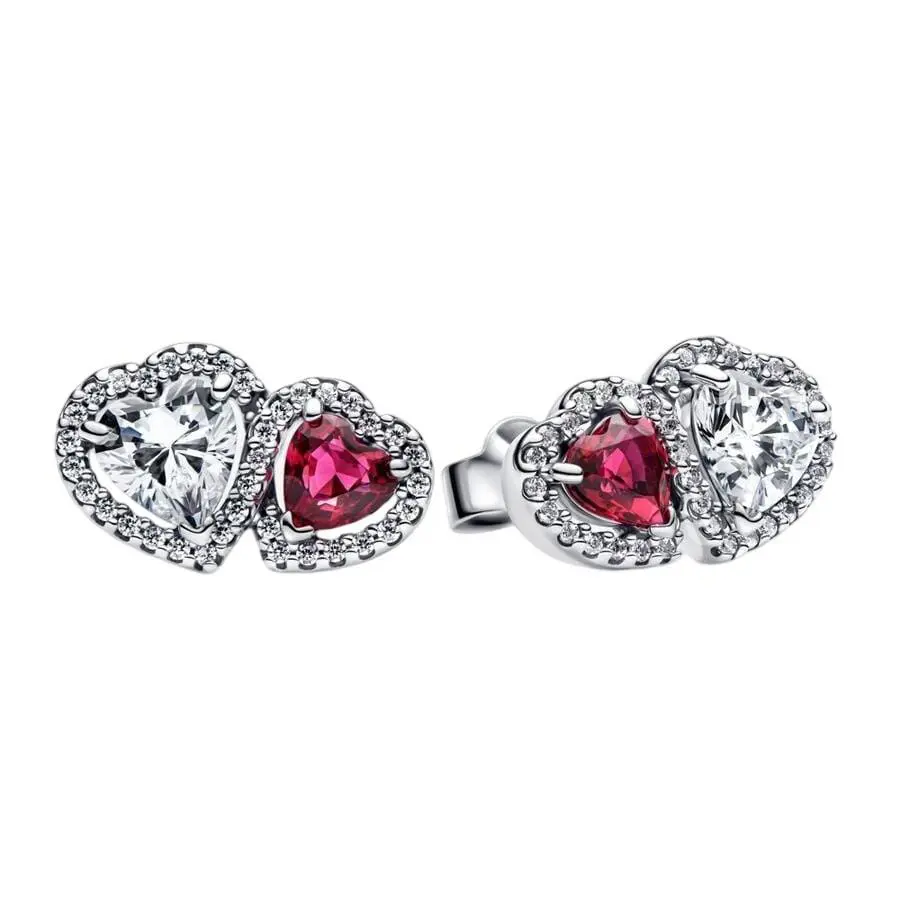 Halo Hearts Stud Earrings Sterling Silver by Pandora