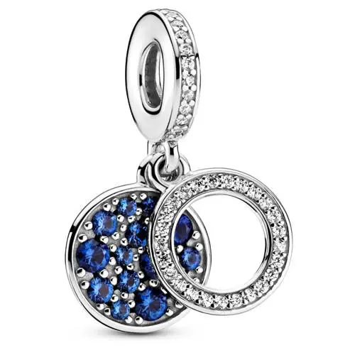 Pandora Sparkling Blue Disc Blue Crystal Clear CZ Charm 799186C01