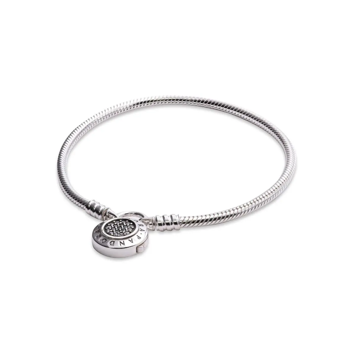 Snake Chain Bracelet in Sterling Silver and  Logo Padlock Clasp by Pandora