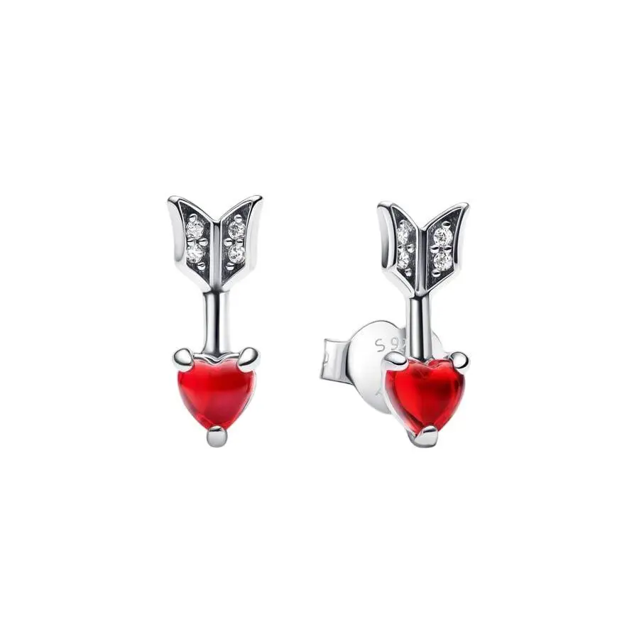 Arrow Murano Glass Heart Stud Earrings Sterling Silver by Pandora