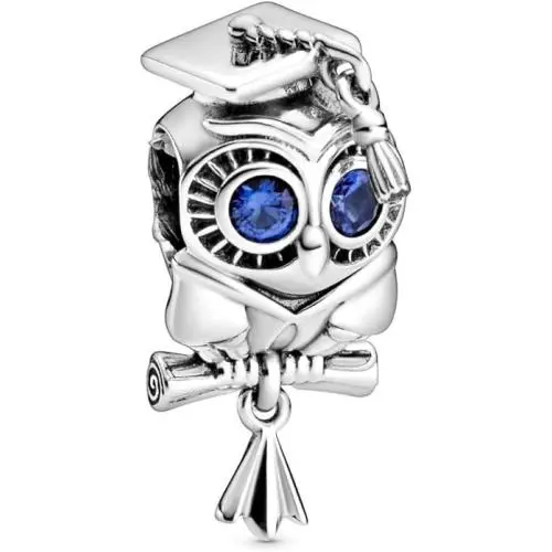 Pandora Wise Owl Graduation Charm Sterling Silver Crystal Women`s Jewelry