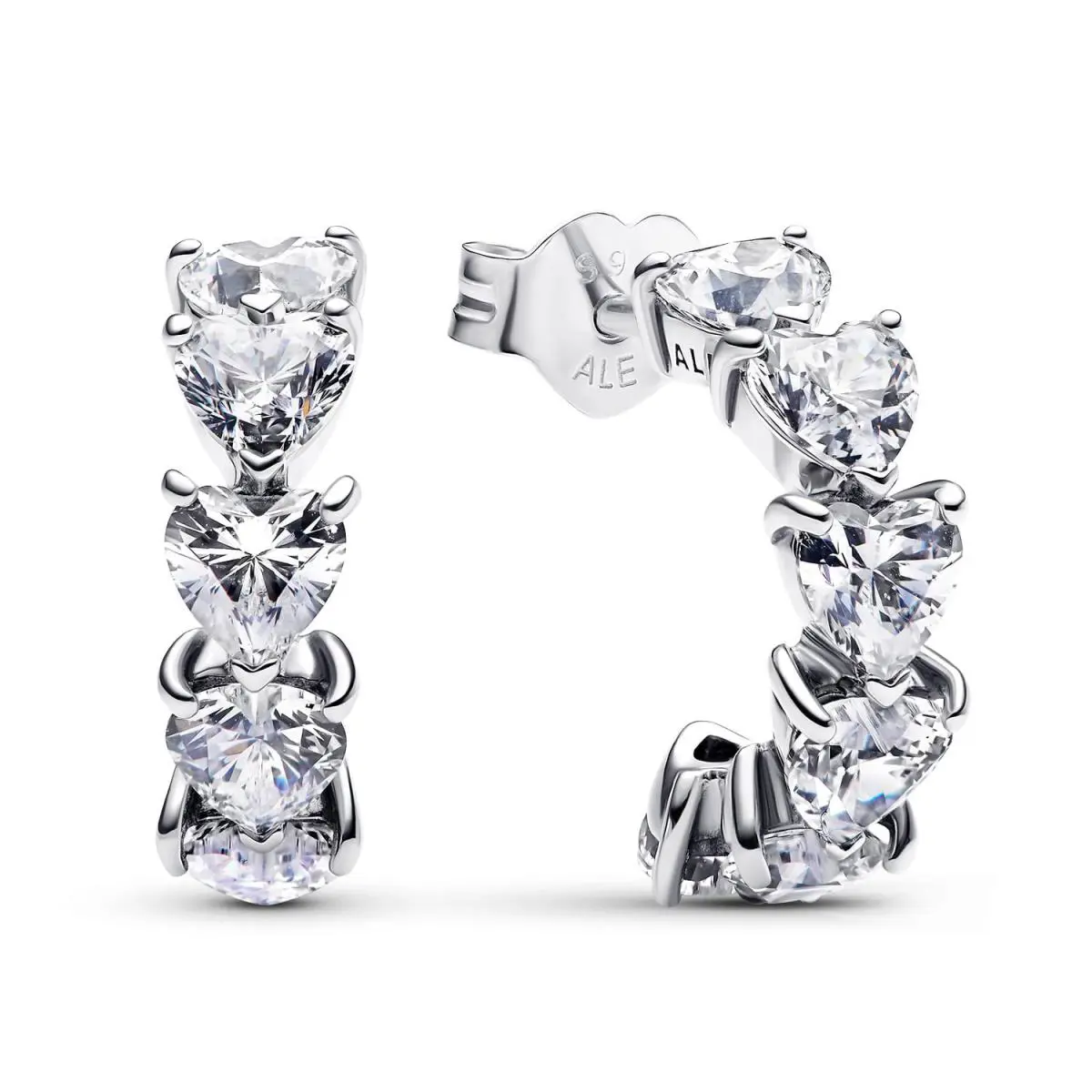 Sparkling Hearts Open Hoop Earrings Sterling Silver by Pandora