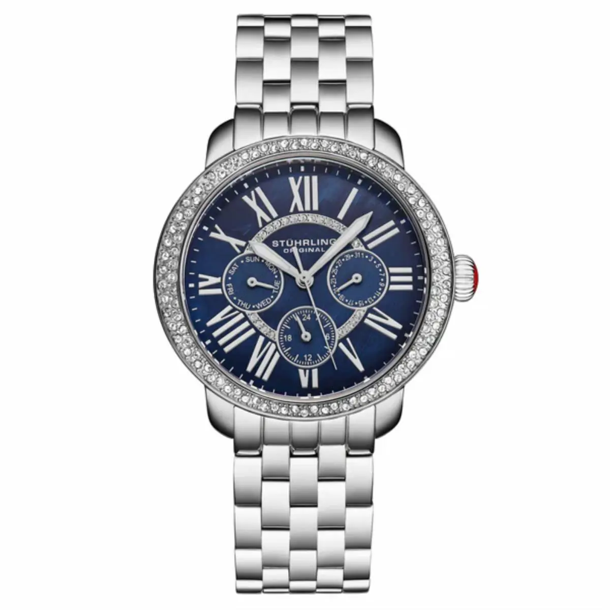 Stuhrling Sonata 4081 2 Quartz Blue Stainless Steel Bracelet Womens Watch