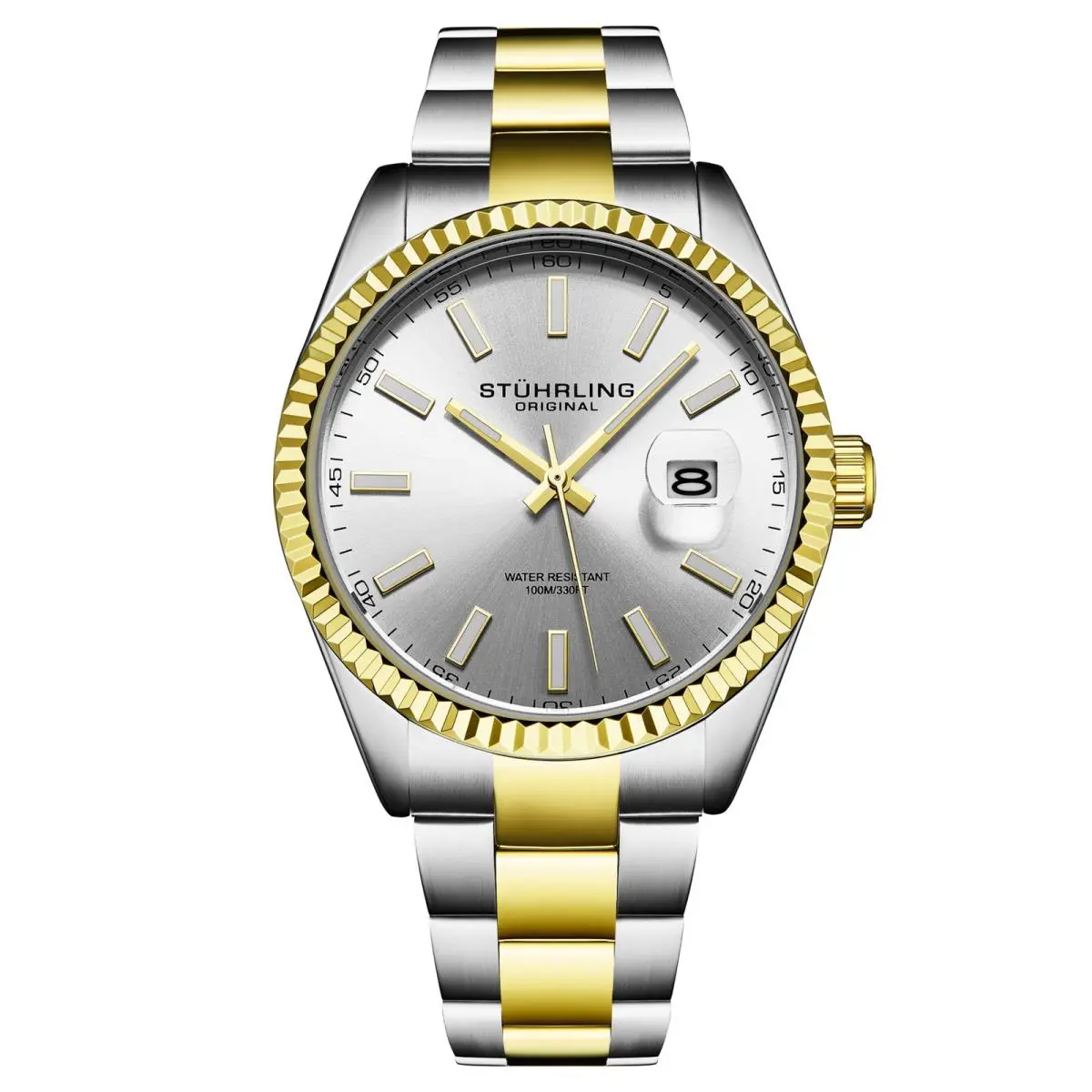 Stuhrling 4069 4 Vanguard Quartz Date Stainless Steel Bracelet Mens Watch