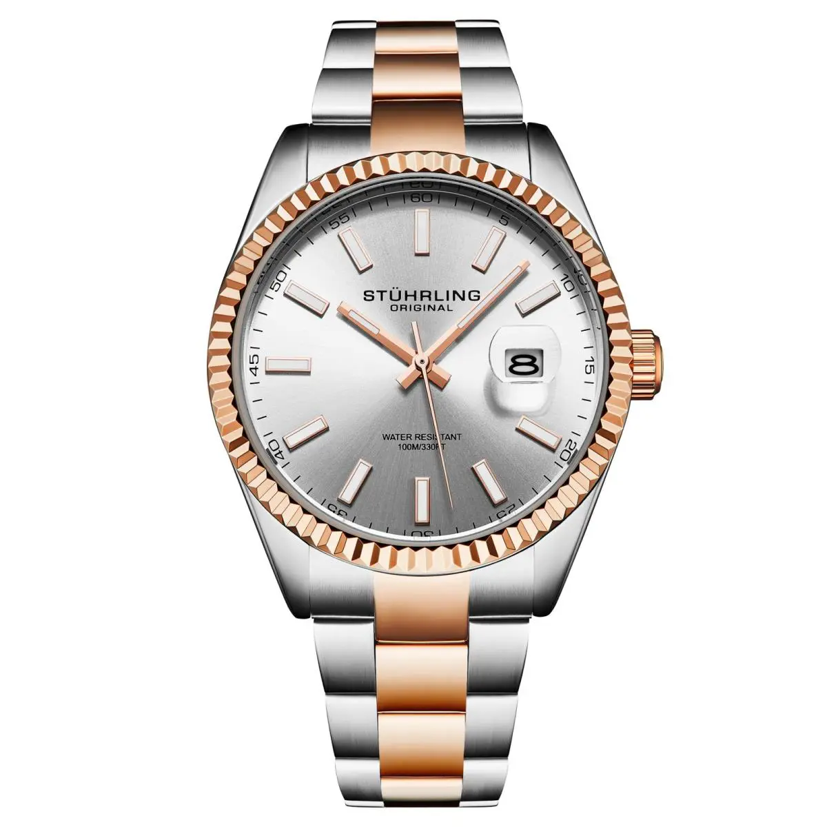 Stuhrling 4069 5 Vanguard Quartz Date Stainless Steel Bracelet Mens Watch