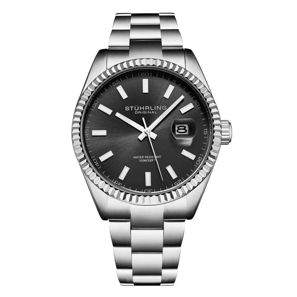 Stuhrling 4069 1 Vanguard Quartz Date Stainless Steel Bracelet Mens Watch