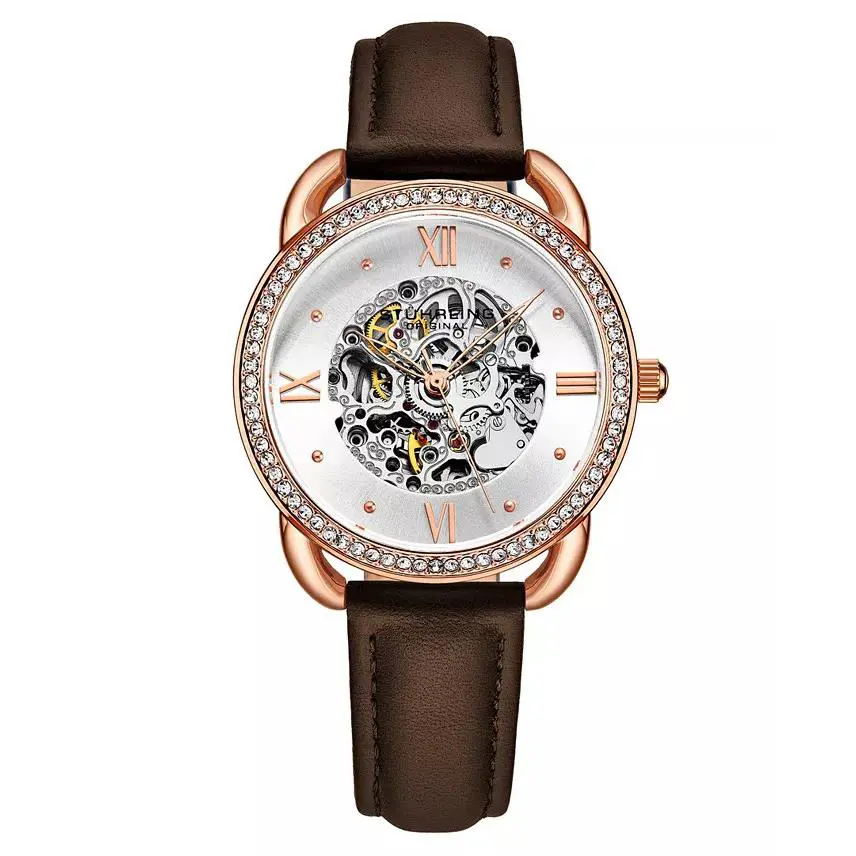 Stuhrling Automatic Women`s Leather Strap 36mm Brown Automatic