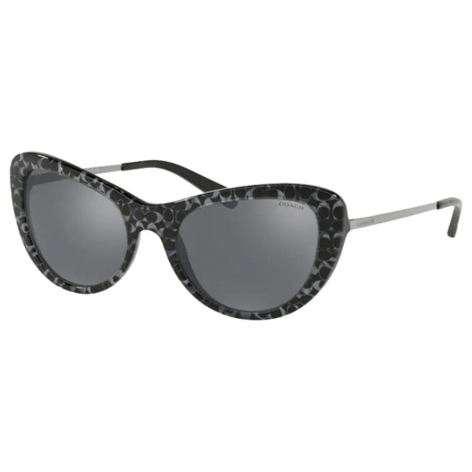 Coach Women Sunglasses Hc8247-55206G Gunmetal Sig C Outside W/ Gunmetal Mirror