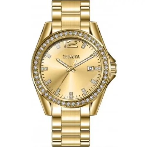 Invicta Angel Quartz Crystal Gold Dial Ladies Watch 49847 - Dial: Gold-tone, Band: Gold-tone, Bezel: Gold-tone