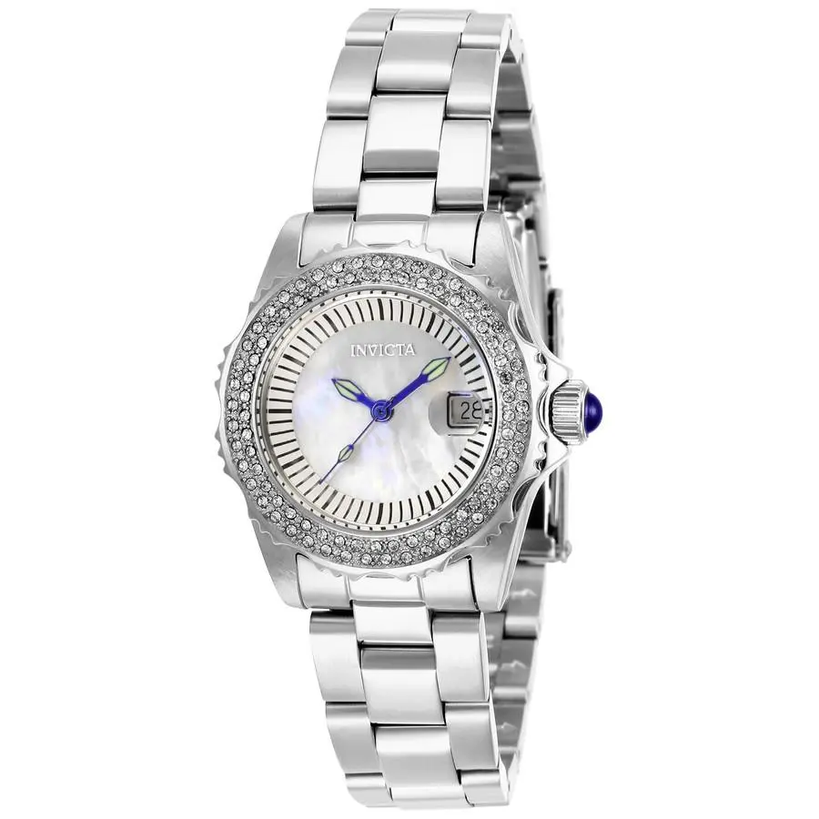 Angel Quartz Crystal White Mop Dial Ladies Watch 28442 by Invicta