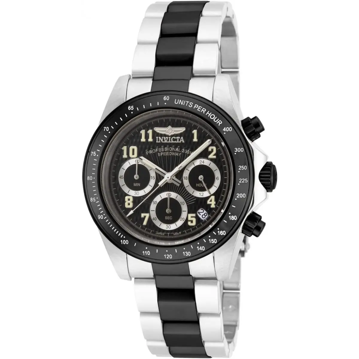 Men`s Speedway Quartz 39.5MM Chronograph Charcoal Dial SS Watch 17031 by Invicta
