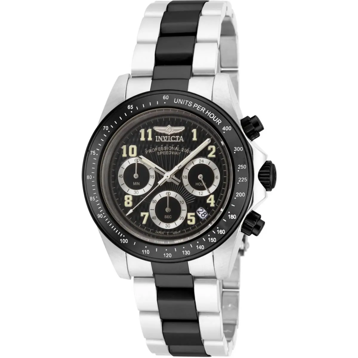 Men`s Watch Speedway Chronograph Charcoal Dial Two Tone Bracelet 17031 by Invicta