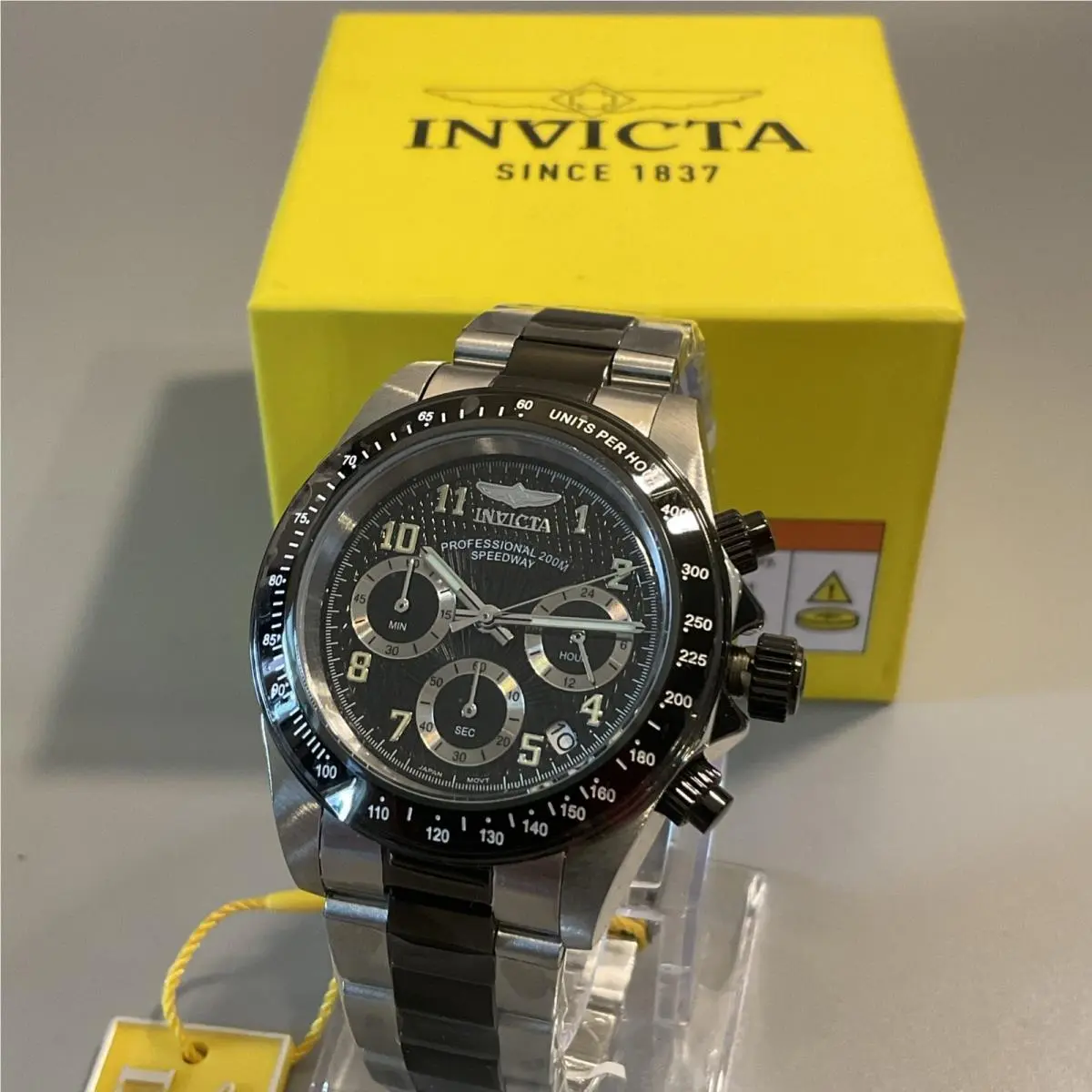 Men`s Watch Speedway Chronograph Charcoal Dial Two Tone Bracelet 17031 by Invicta