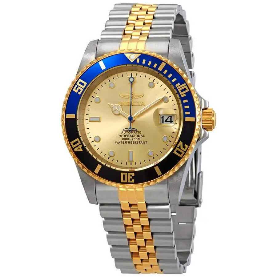 Pro Diver Automatic Gold Dial Batman Bezel Men`s Watch 29181 by Invicta