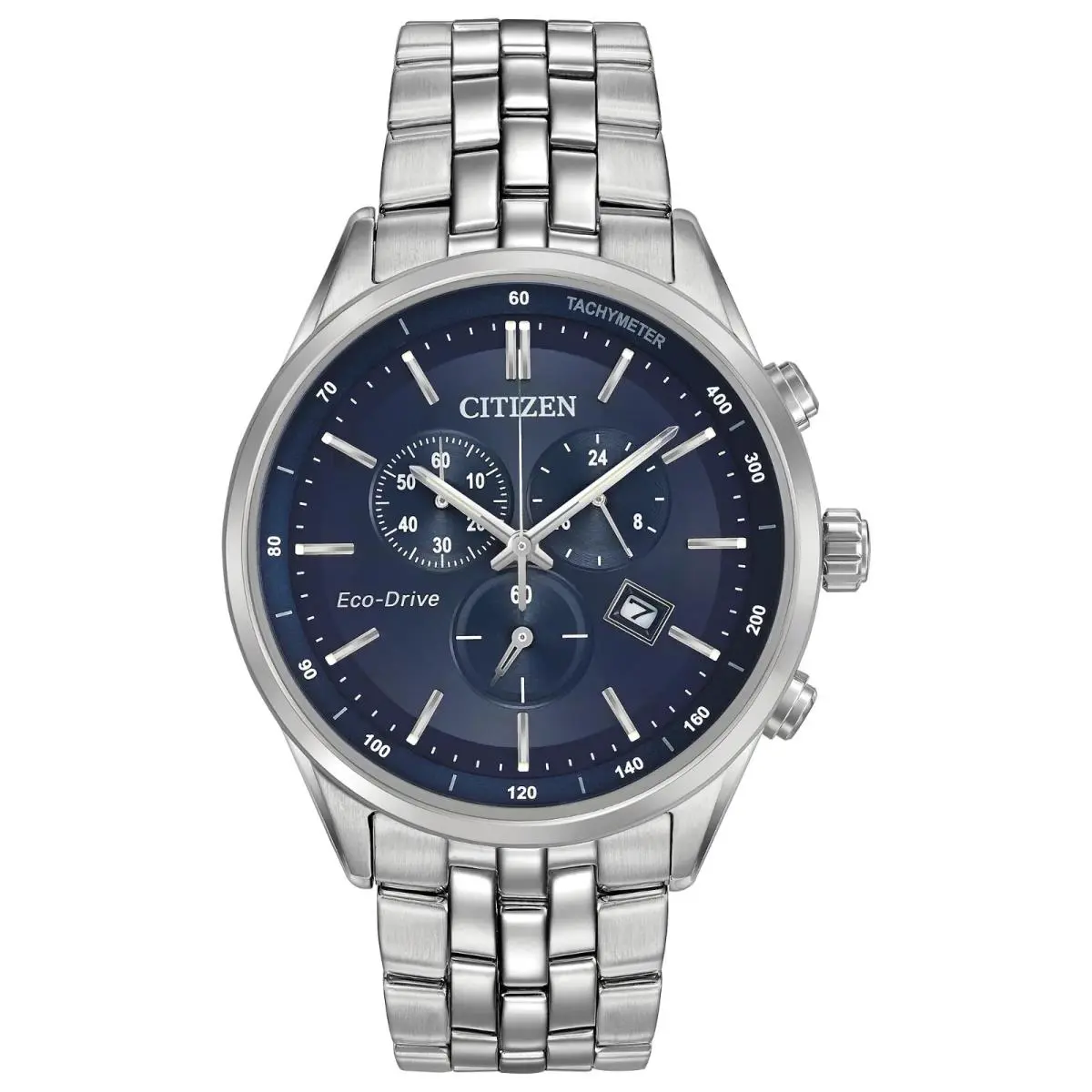 Citizen Corso Classic Dress Blue Dial Waterproof Men`s Watch AT2141-52L - Dial: Blue, Band: Silver, Bezel: Silver
