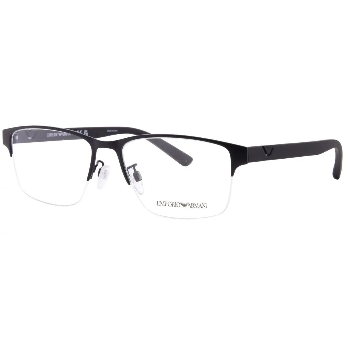 Emporio Armani EA1138 3001 Eyeglasses Men`s Matte Black Semi Rim 56mm