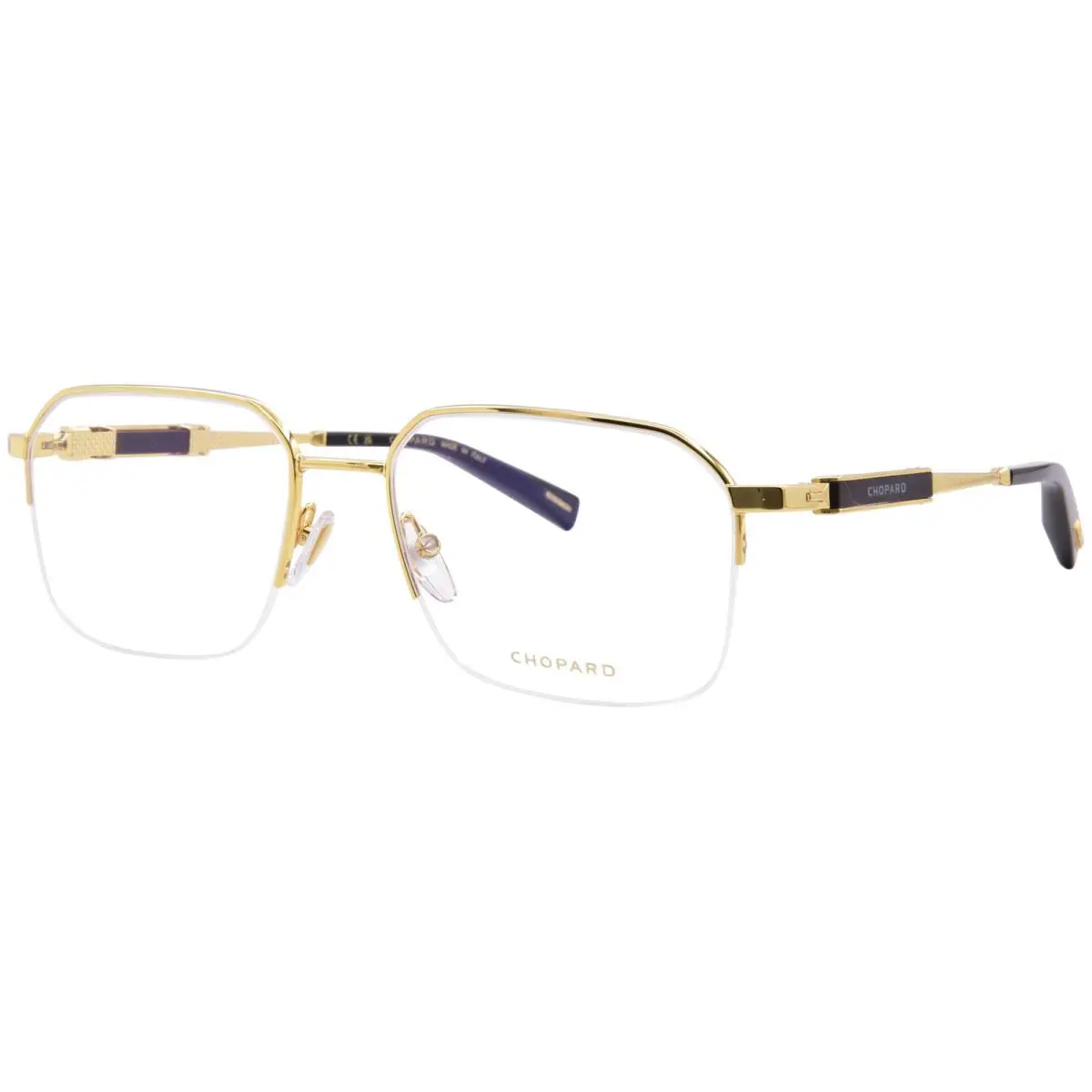 Chopard VCHL51 0400 Eyeglasses Men`s Yellow/gold Semi Rim Square Shape 57mm