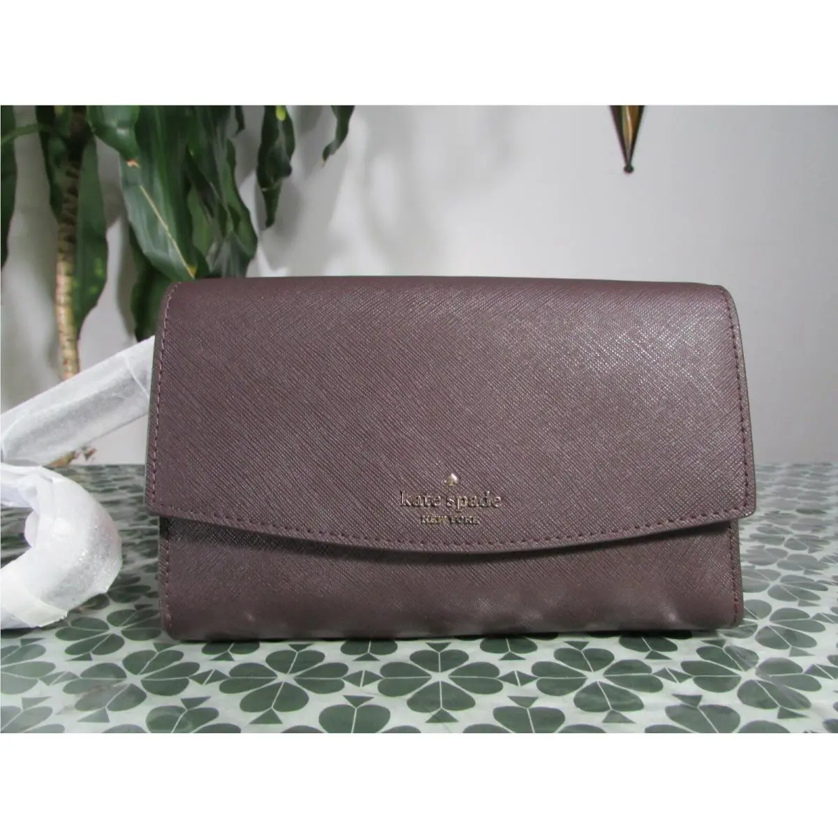 Saffiano Winni Laurel Way Crossbody Wallet Chocolate Cherry by Kate Spade