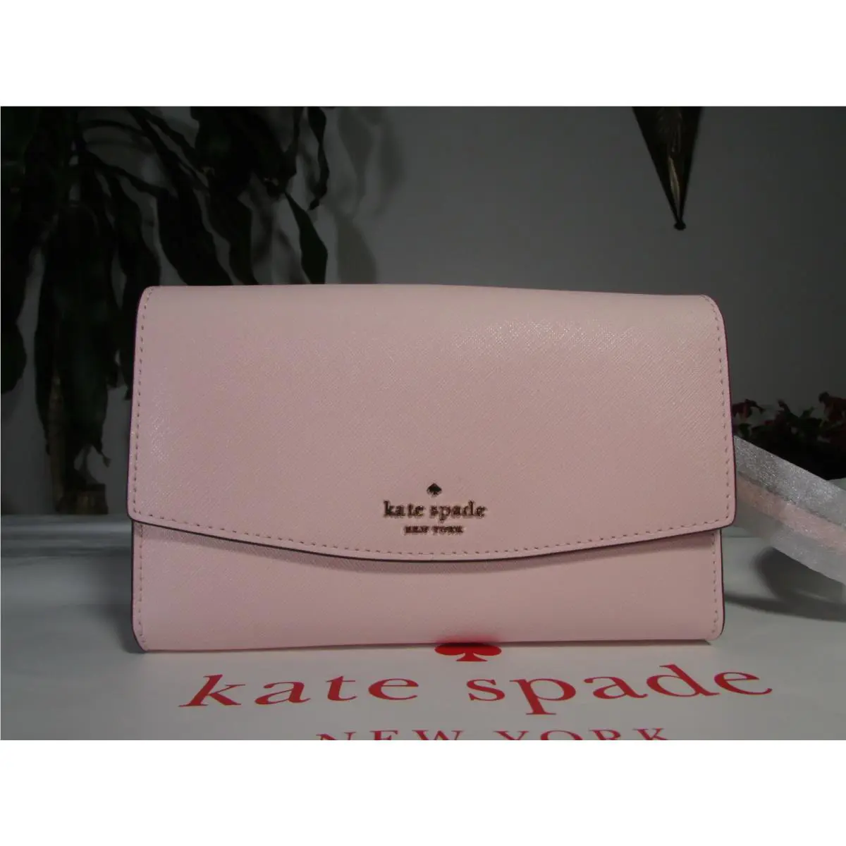 Saffiano Winni Laurel Way Crossbody Wallet Peachpuff by Kate Spade