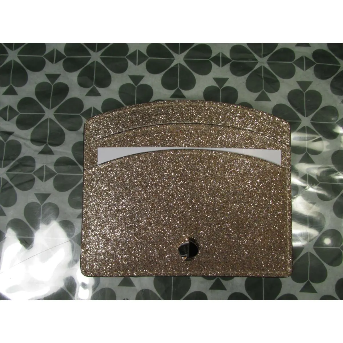 Solid Glitter Fabric Burgess Court Card Holder Case Pale Gold by Kate Spade