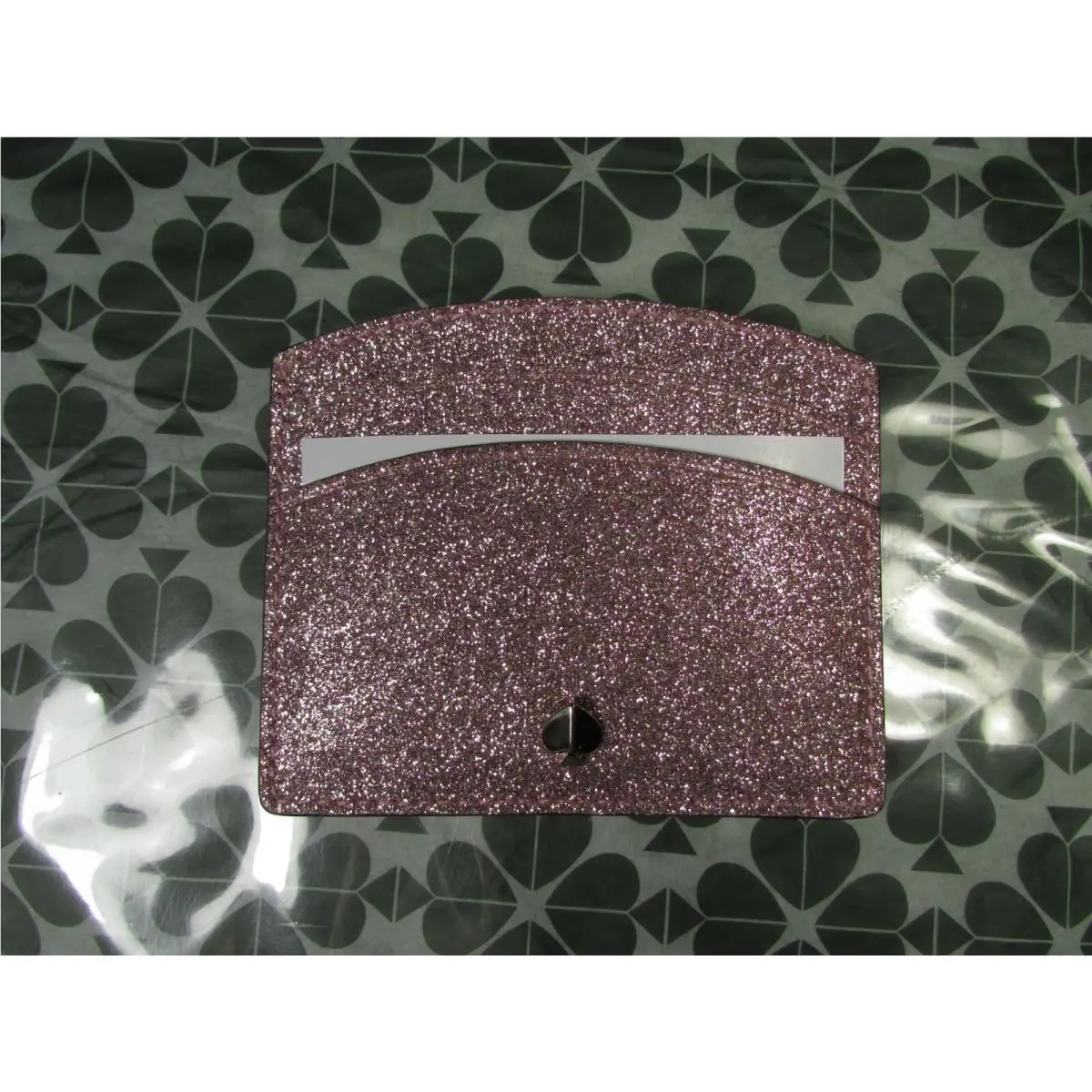 Solid Glitter Fabric Burgess Court Card Holder Case Rose Gold by Kate Spade