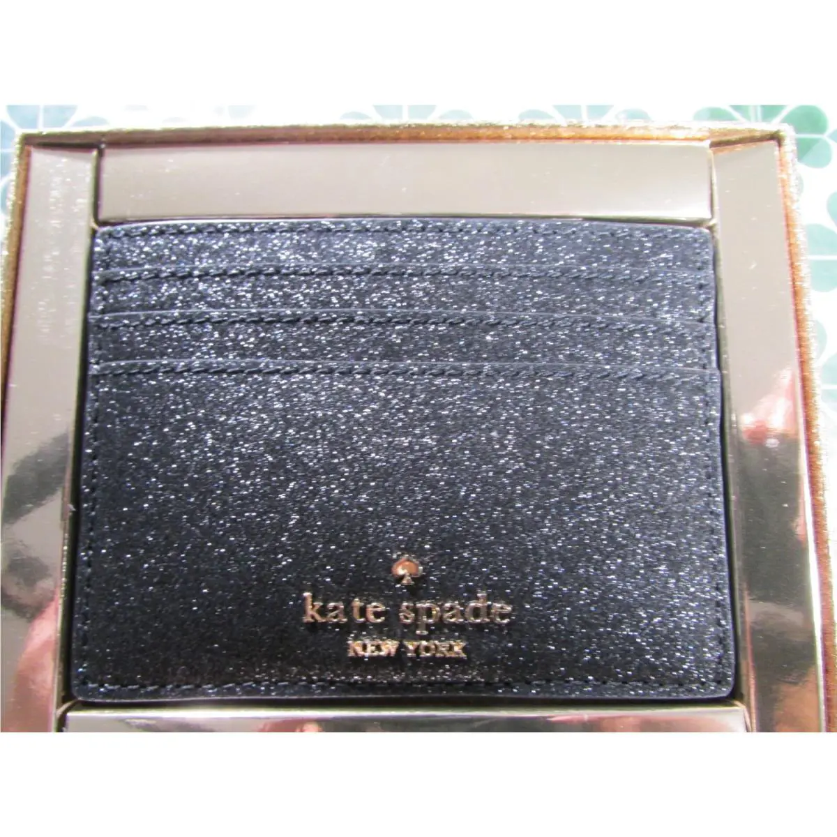 Glimmer Boxed Small Slim Cardholder KE448 Black by Kate Spade