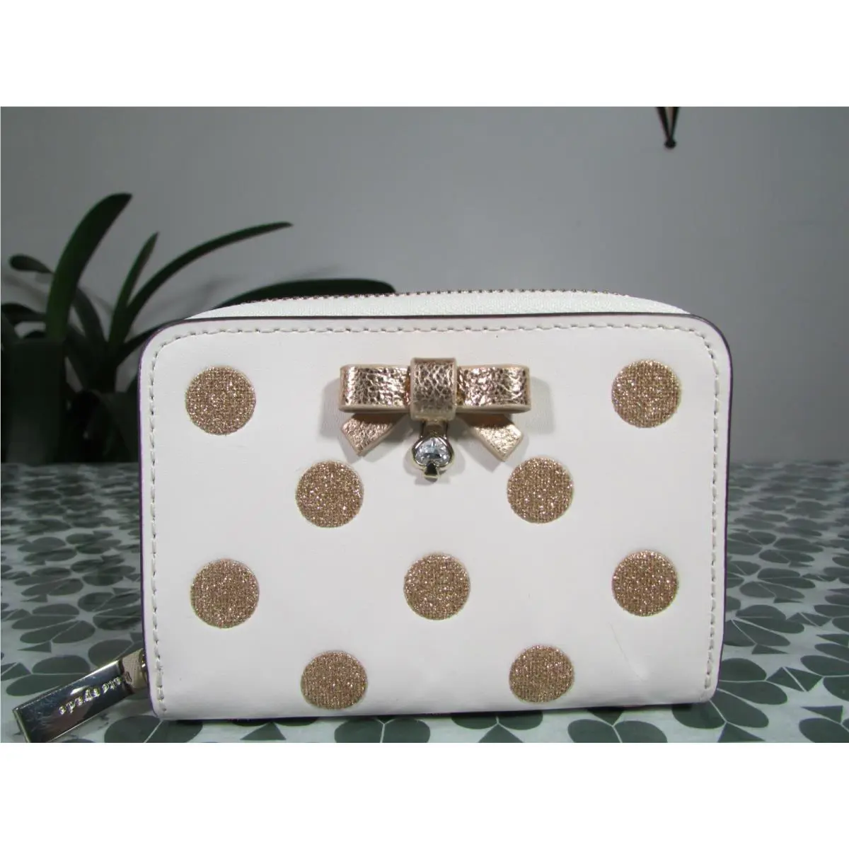 Kate Spade Leather Other Wrapping Party Glitter Small Zip Card Case