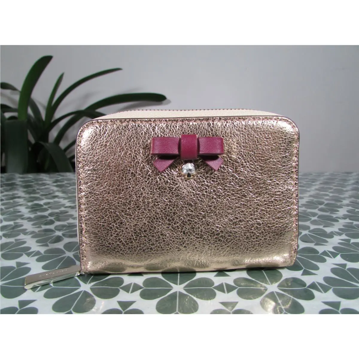 Leather Other Wrapping Party Glitter Small Zip Card Case Rose Glittering by Kate Spade