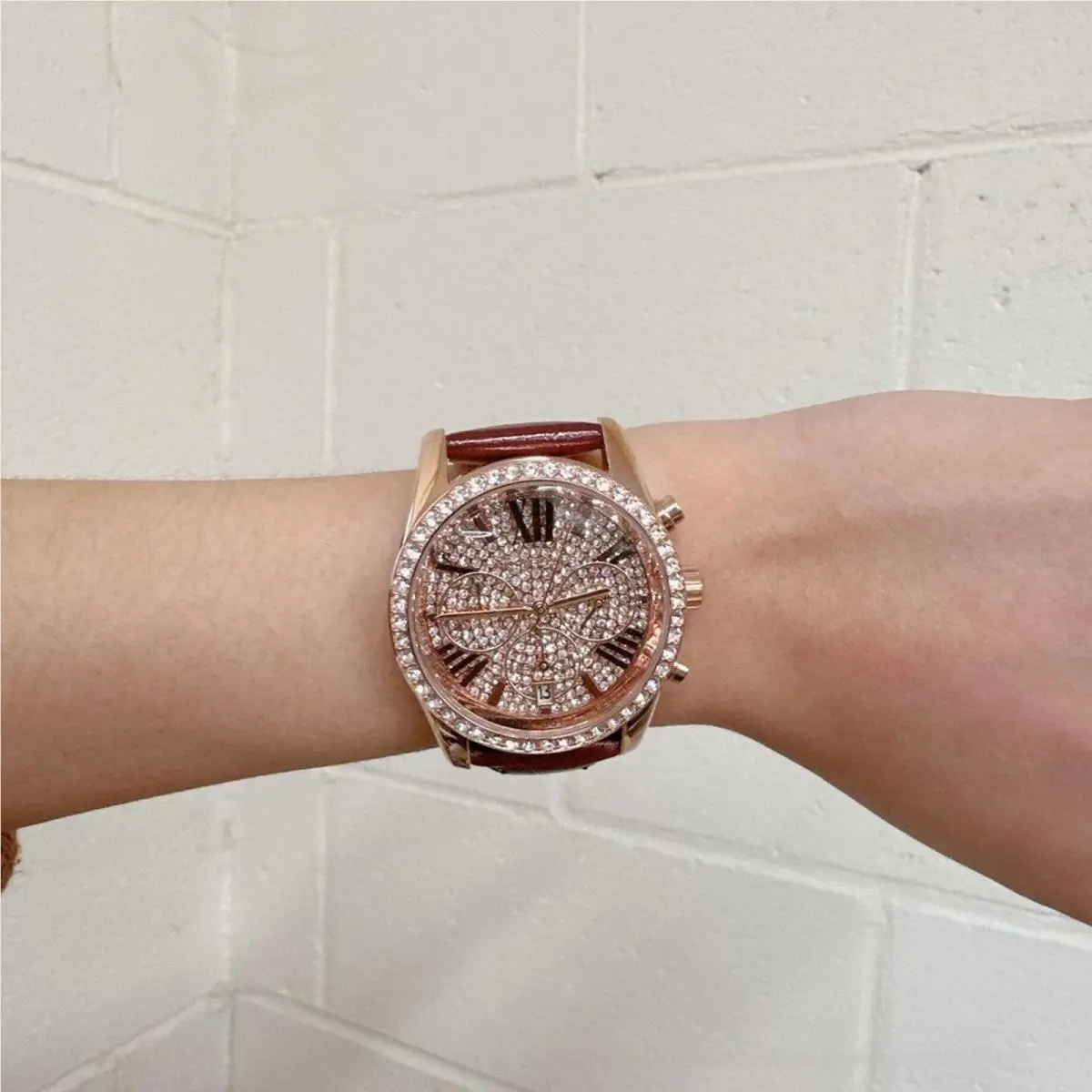 Michael Kors MK2971 Lexington Pave Rose Gold Tone and Crocodile