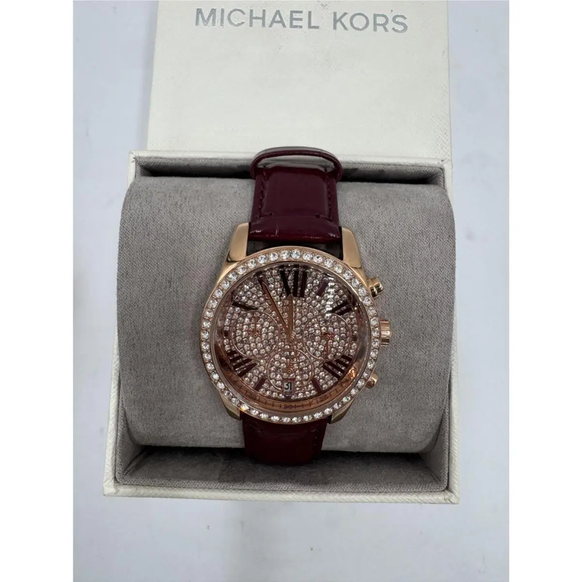 Women`s Lexington Pave Rose Gold Tone and Crocodile MK2971 by Michael Kors