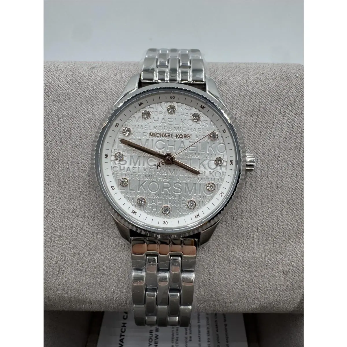 Lexington Three-hand Steel Watch Rose Gold Hands Logo Face MK6797 by Michael Kors