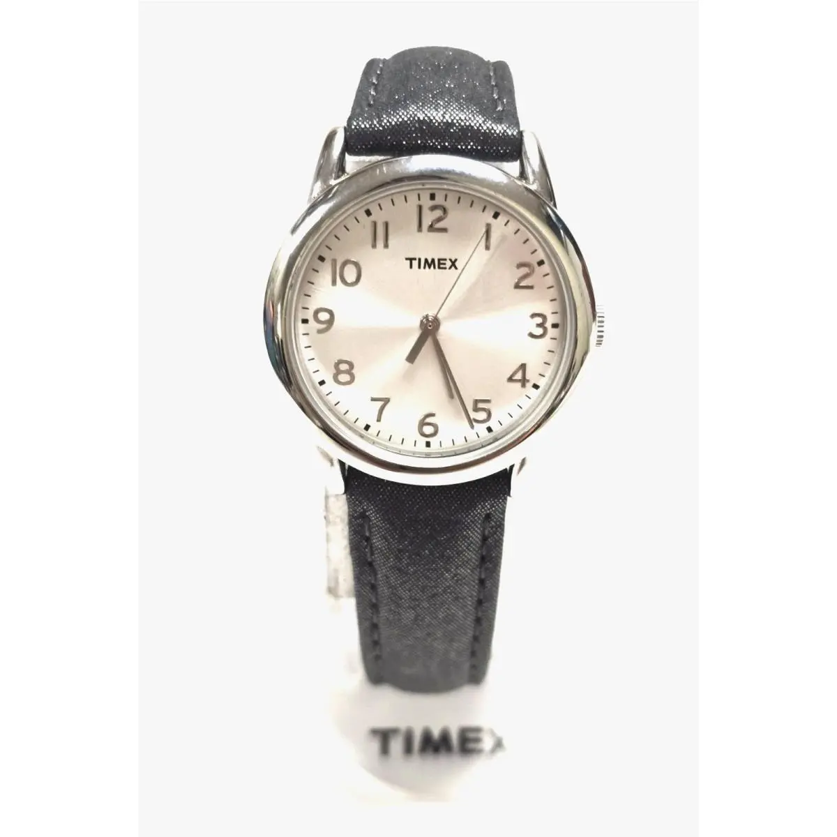 Timex Metallic Gray Leather Band Silver Dial Watch -T2P082