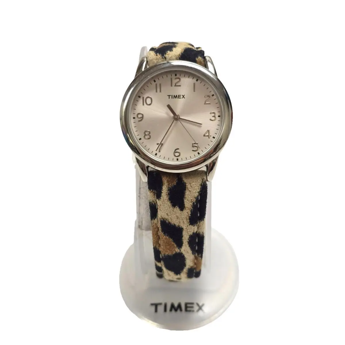 Cheetah Leopard Leather Band Silver Dial Watch -T2P118 by Timex