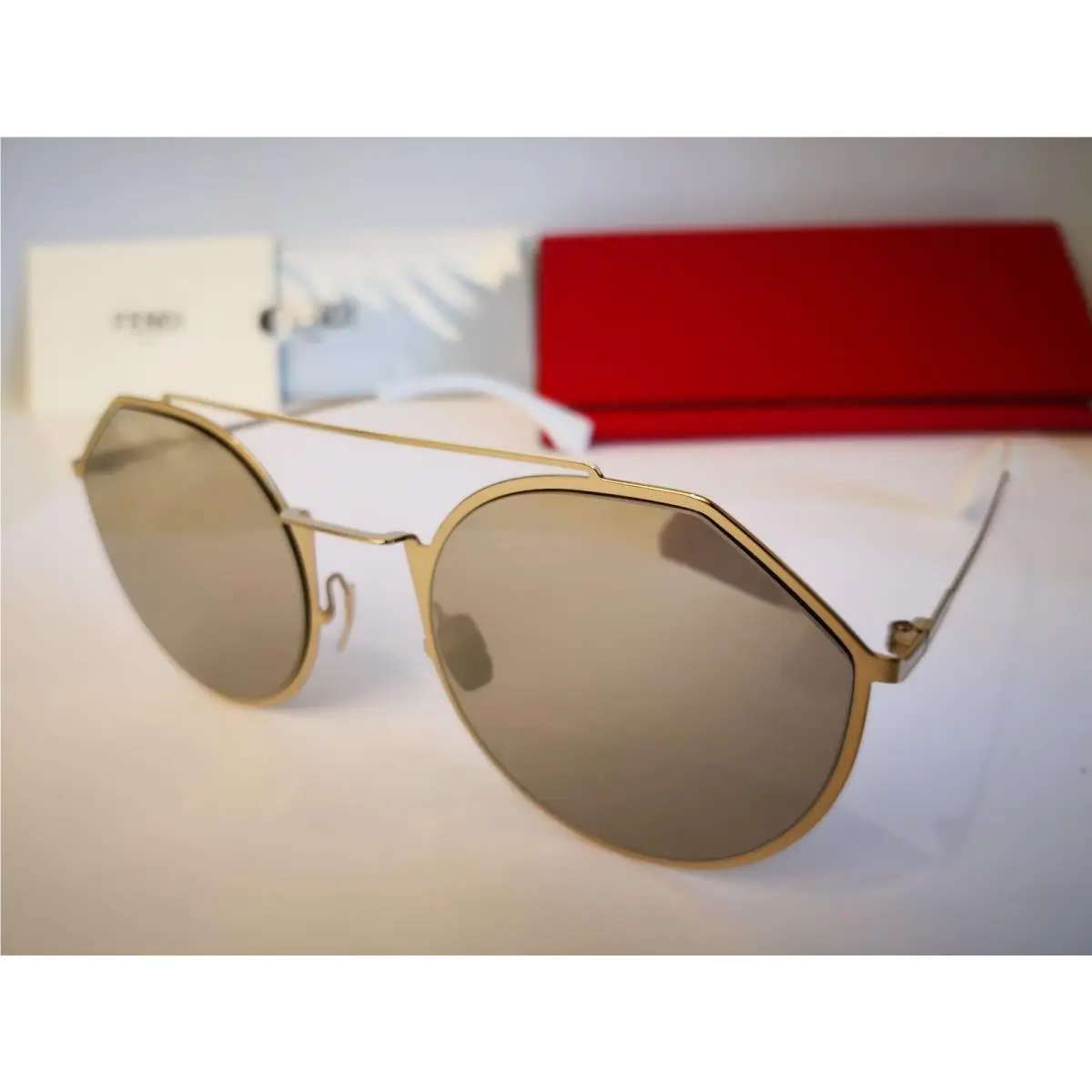 Fendi Eyeline FF M0021S J5G/K1 Sunglasses Gold / Gold Mirror 54-22-145mm