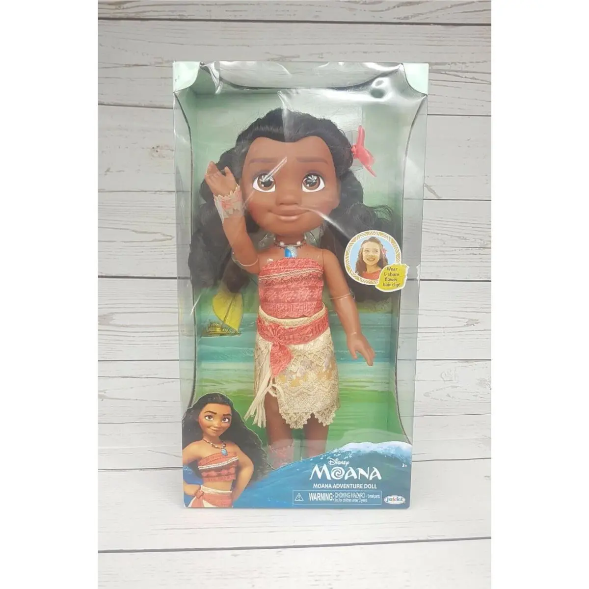 Disney Moana Adventure Doll Flower Clip Bracelet Royal Reflective Eyes 14