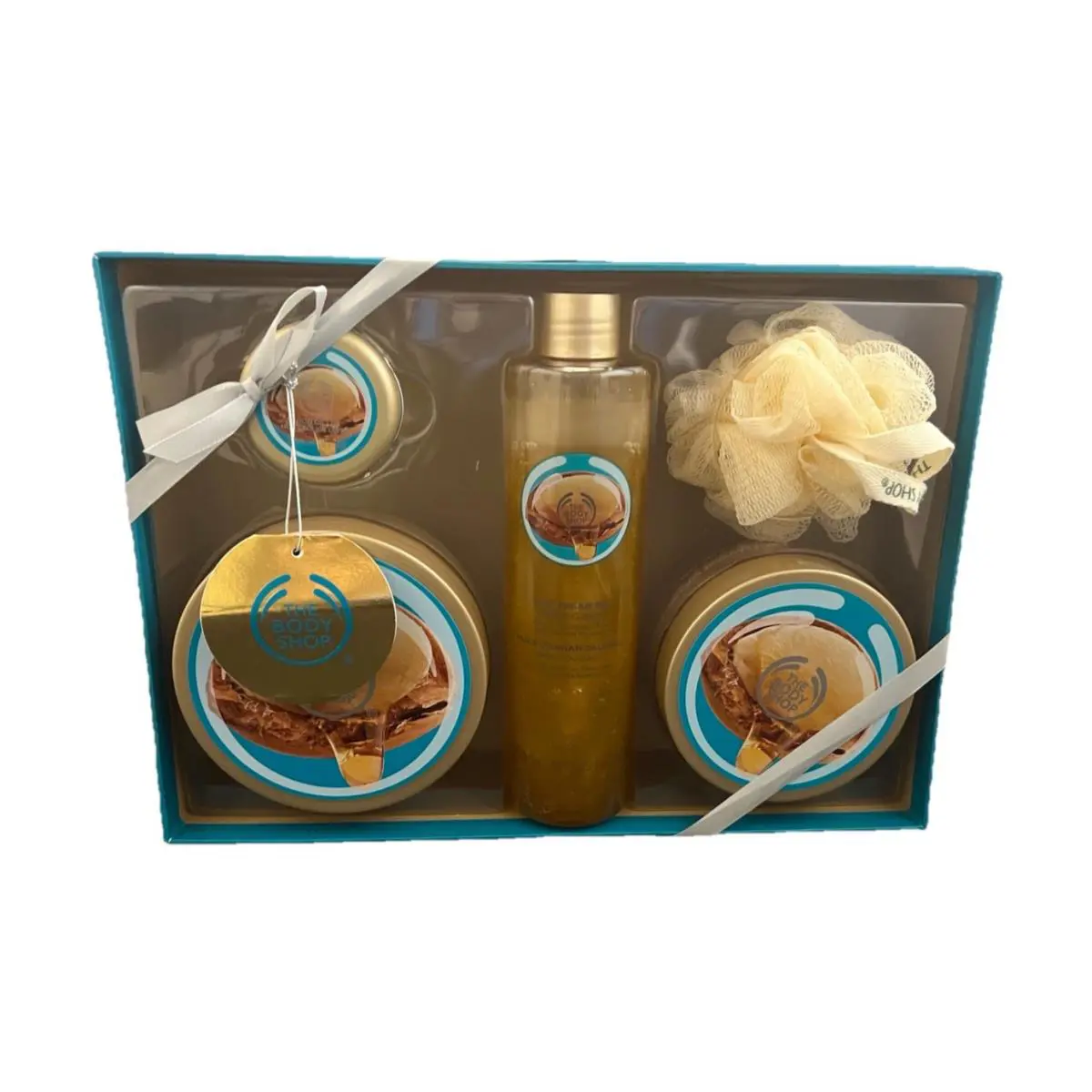 The Body Shop Wild Argan Oil Bath Body Gift Set 4 Pcs + Shower Pouf