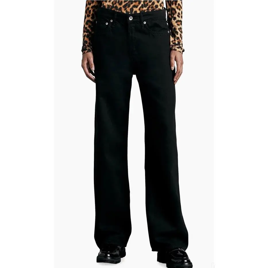 Rag and Bone Black Featherweight Logan Five Pocket Jean Straight Size 23