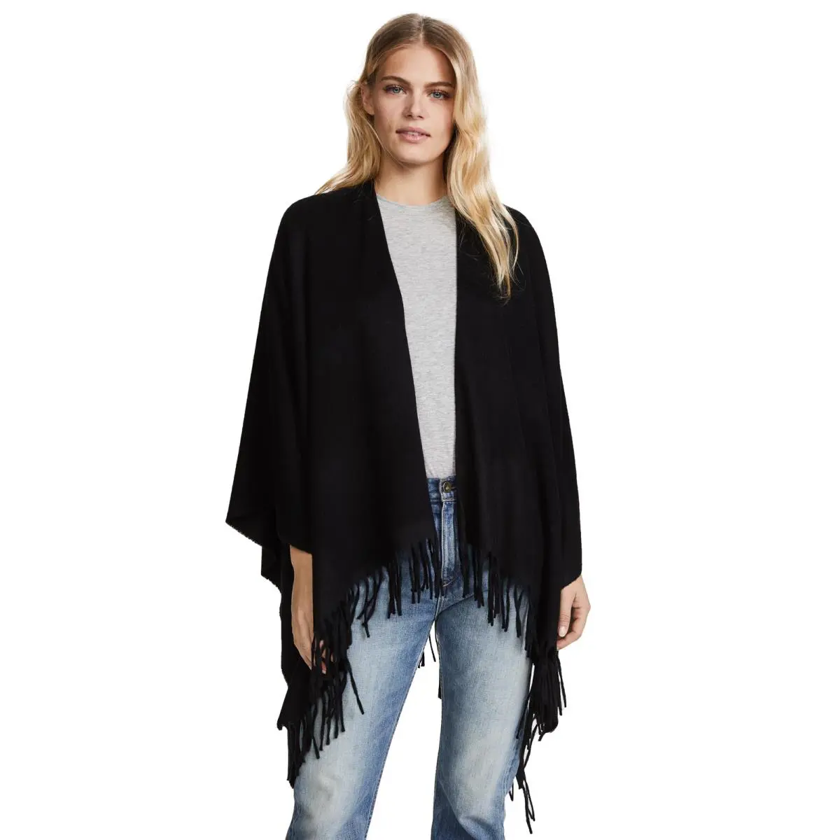 Rag Bone Women`s Cashmere Poncho Black One Size