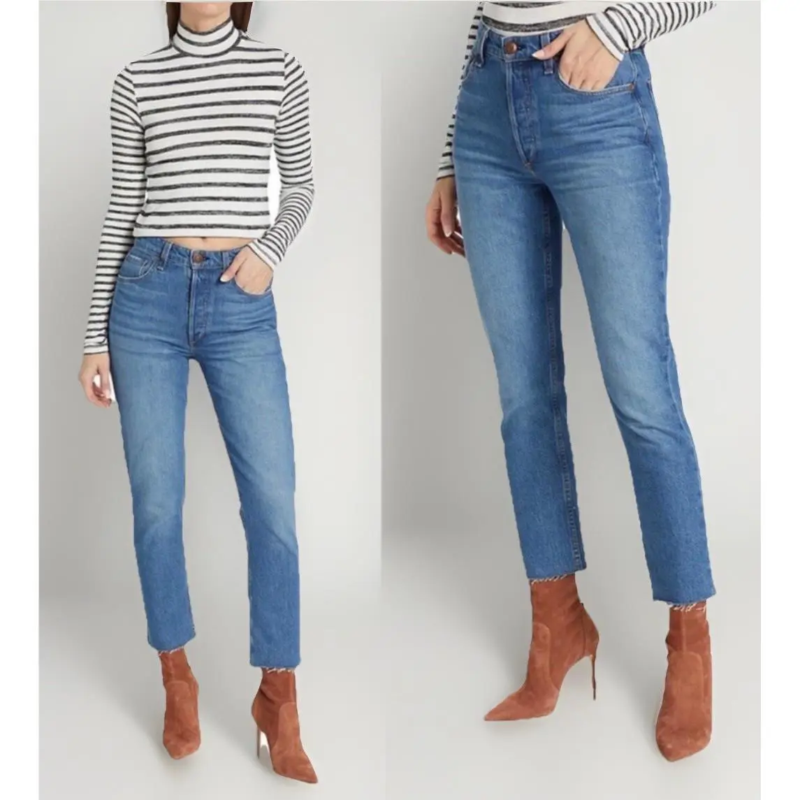 Rag Bone Nina High Rise Ankle Jeans Straight Leg Fray Hem Monty Blue sz 26