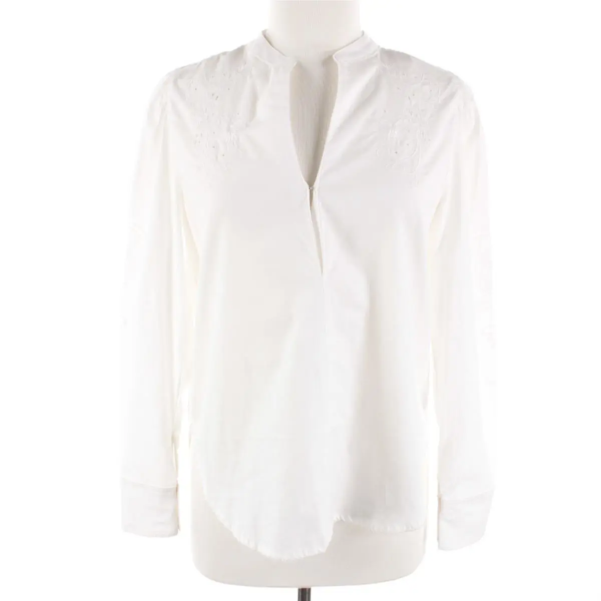 Rag Bone Long Sleeve V Neck Embroidered Blouse Size XS in Solid White