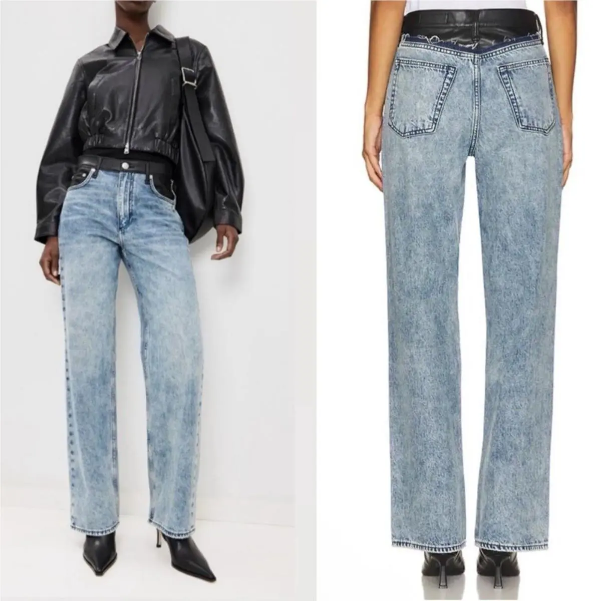 Rag Bone Lefferts Shea Combo High Rise Relaxed Straight Jeans Size 29
