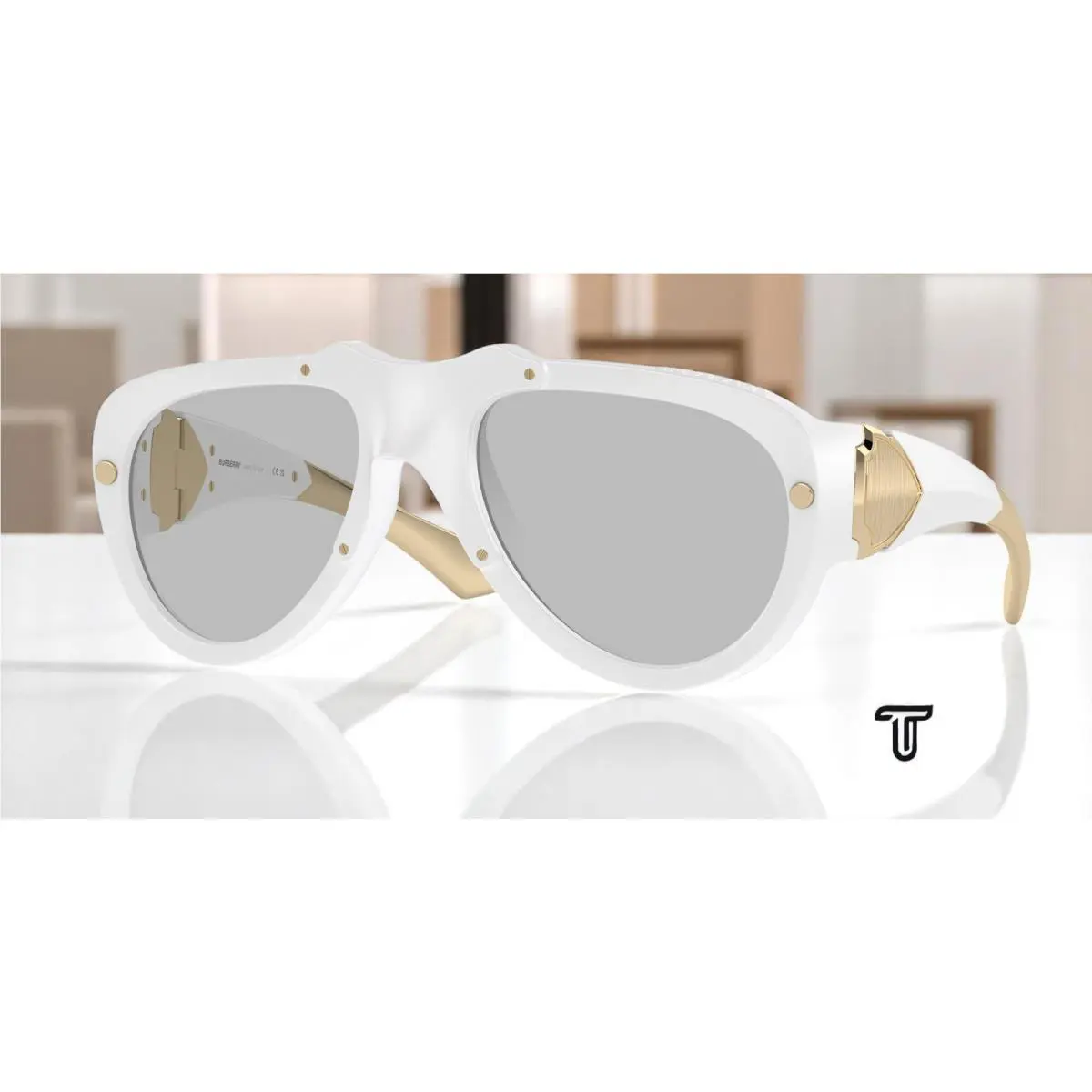 Burberry BE4433U 414187 White Rubber Light Grey 57 mm Unisex Sunglasses