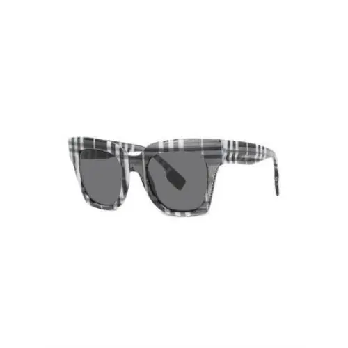 Burberry Women Sunglasses Check White/ Black Dark Grey Square BE4364-399487