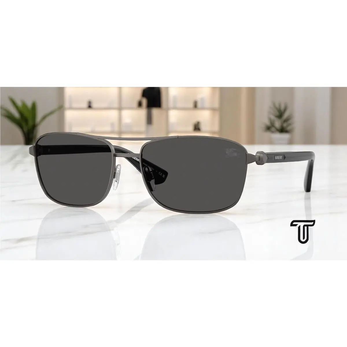 Burberry BE3163 131687 Matte Grey Dark Grey 60 mm Men`s Sunglasses