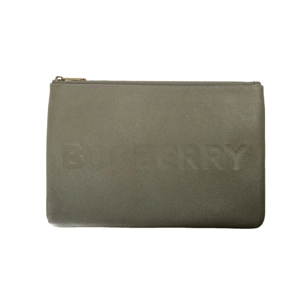 Burberry Women`s Pouch Charcoal Grey Leather Logo Clutch Bag