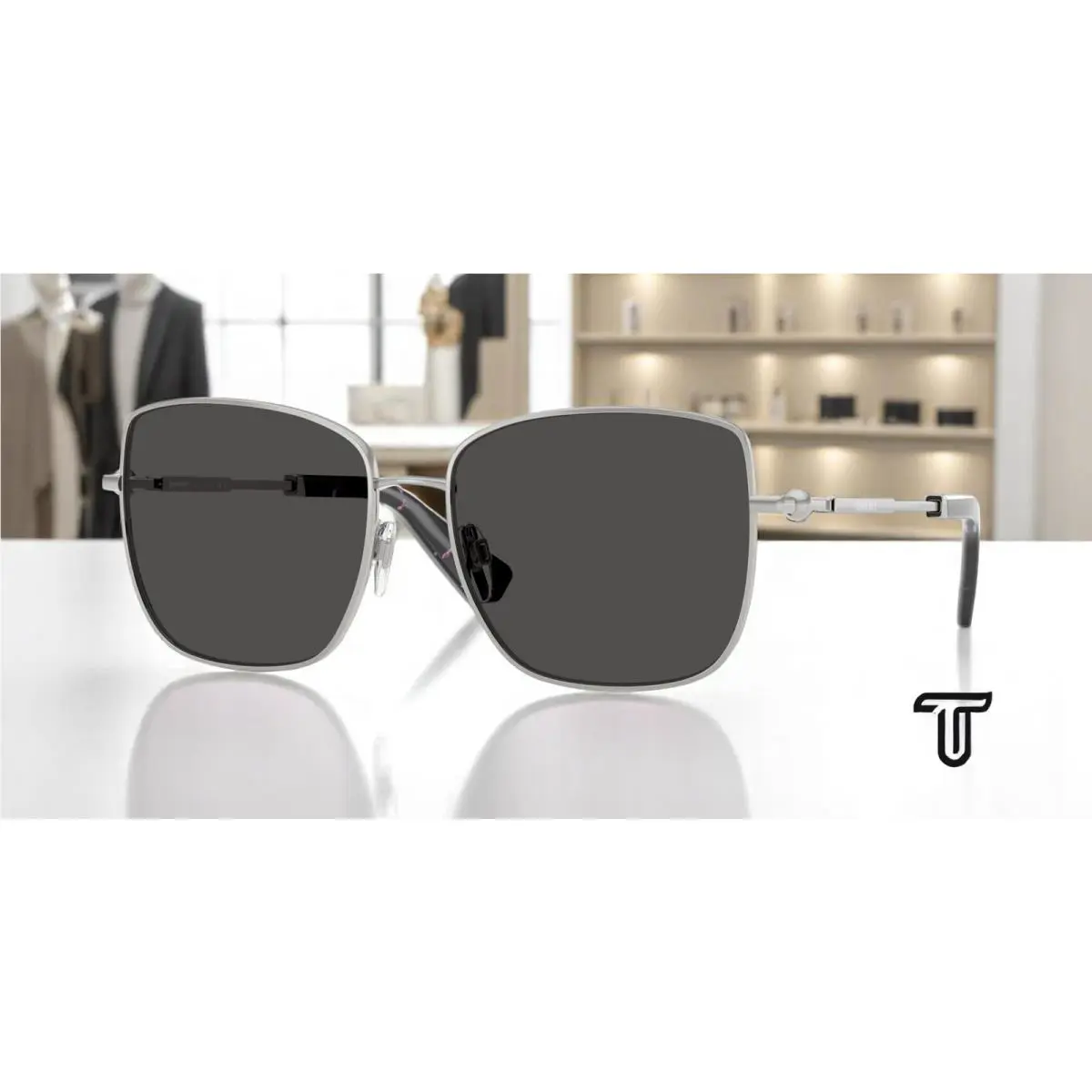 Burberry BE3158 100587 Silver Dark Grey 58 mm Women`s Sunglasses