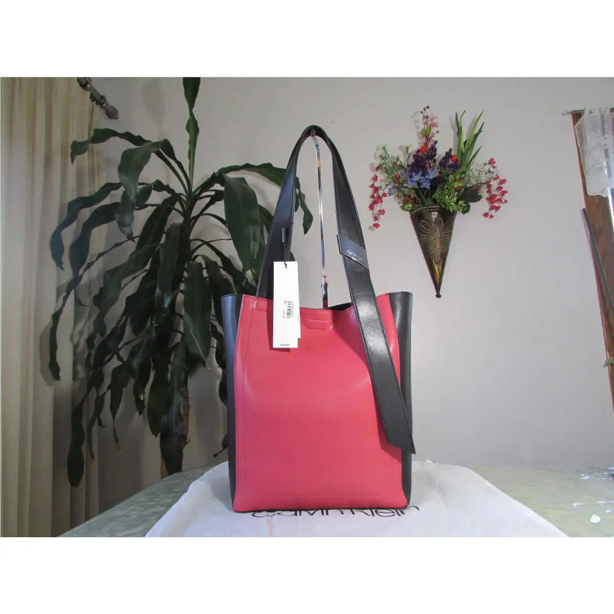 Calvin Klein Karsyn Nappa Leather Belted Tote