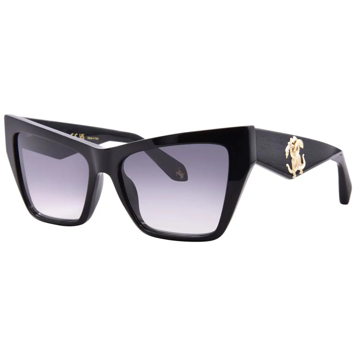 Roberto Cavalli SRC114 0700 Sunglasses Women`s Shiny Black/grey Gradient 58mm